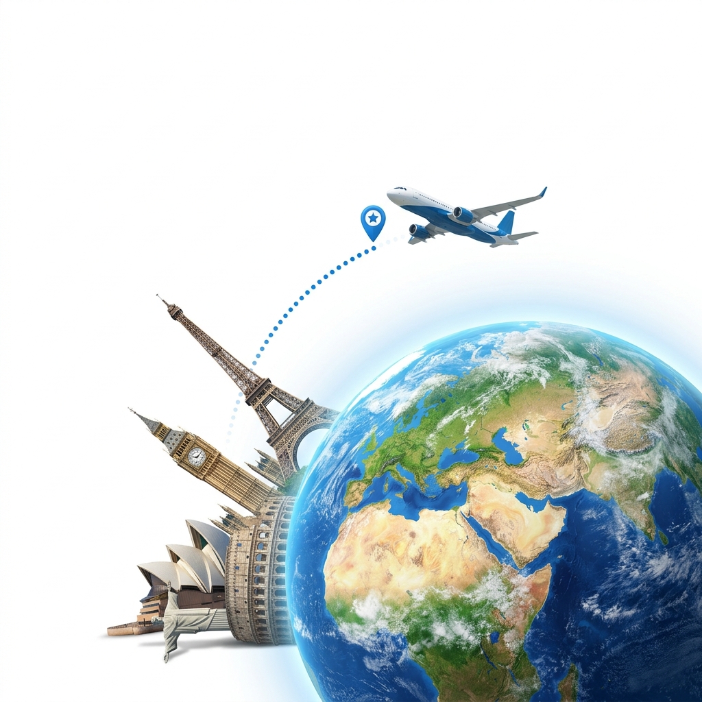 Earth Globe with Landmarks